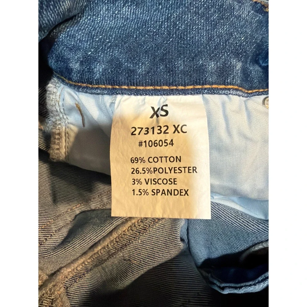 Flamingals Wash Split Studded Mid Waist Denim Shorts Blue XS 273132 XC